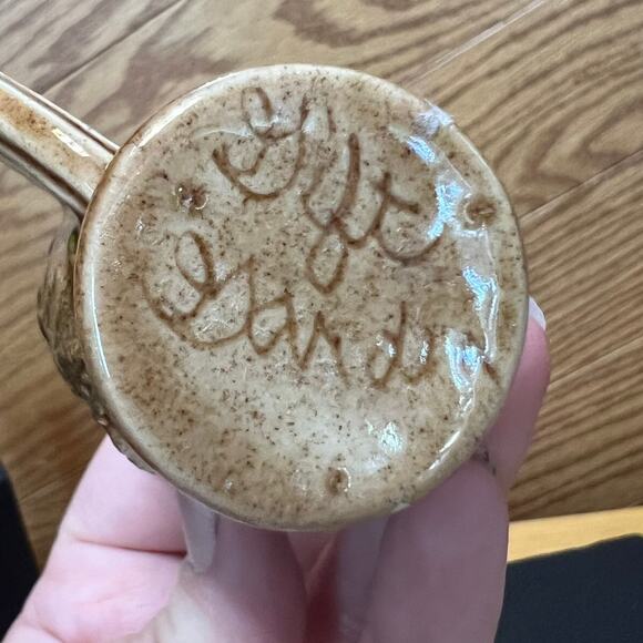 Vintage Ceramic Sleepy Owl Mini Pitcher Toothpick Holder Creamer MCM 3D Handmade - Picture 6 of 9